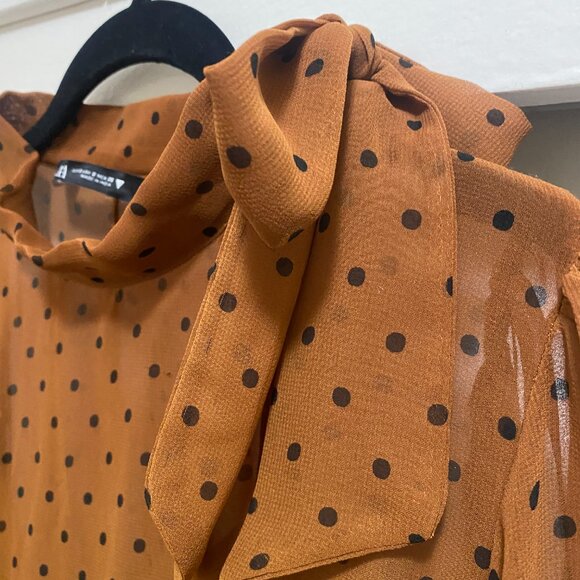 Burnt Orange Zara Dress with Black Polka-dots - Picture 4 of 5